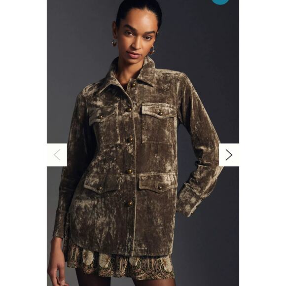 Anthropologie Velvet Utility Jacket Size Medium - Picture 1 of 4